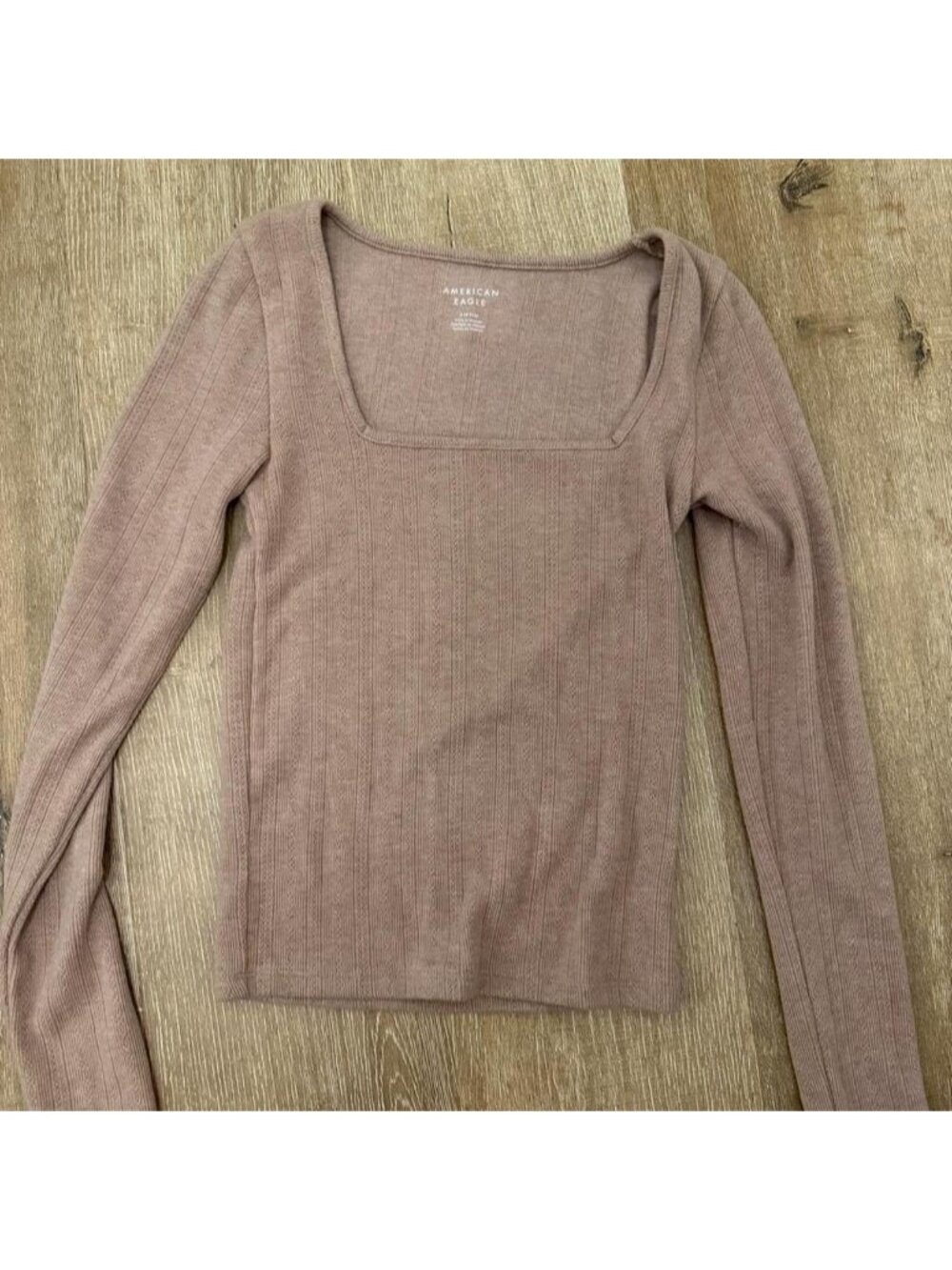 American Eagle long sleeve ribbed knit top in mauve #americaneagle #ribbed